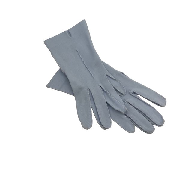 Womens VIntage Day Gloves Baby Blue Size 6 Double Woven 8 in Long - Picture 1 of 7
